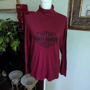 Harley Davidson Women's 1W (1X) Bar & Shield Logo Rib Turtleneck Cabernet Red 36